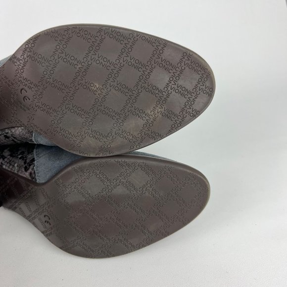 Vionic Naomi Womens Suede Snake Print Water Resistant Ankle Boots Gray size 6.5 - Picture 14 of 16